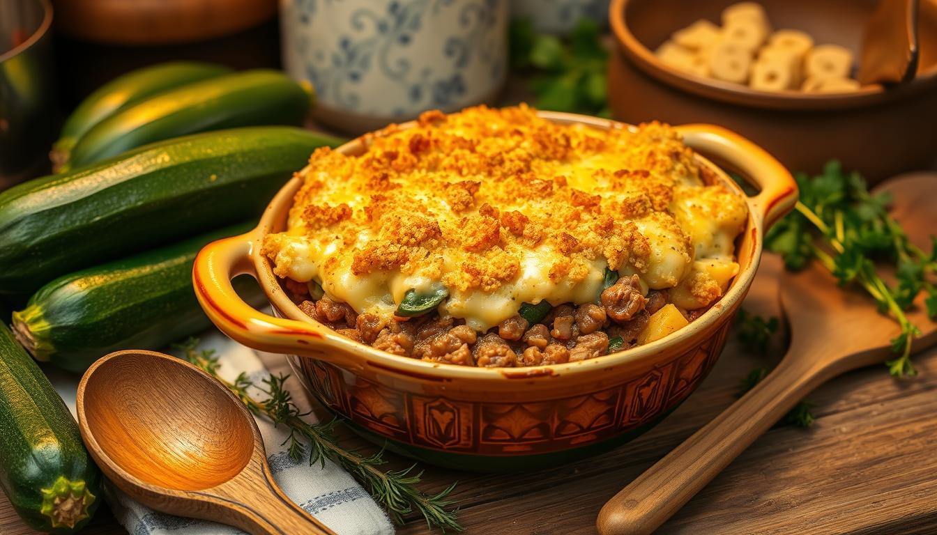 old fashioned zucchini casserole with ground beef