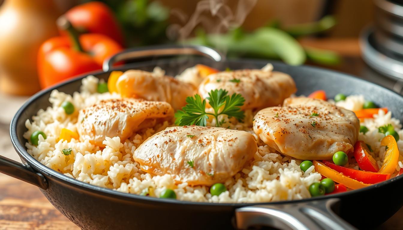 Can you cook raw chicken and rice at the same time?