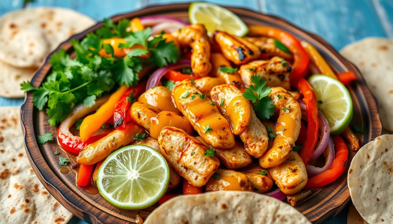 Honey lime chicken fajitas